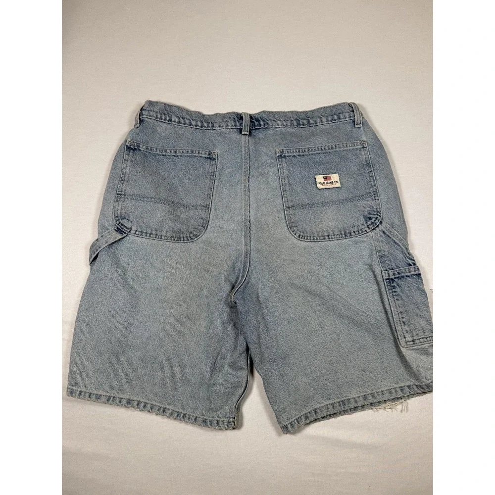 Polo Jeans Co Ralph Lauren Shorts Mens 36 Blue Denim Carpenter Cargo Workwear